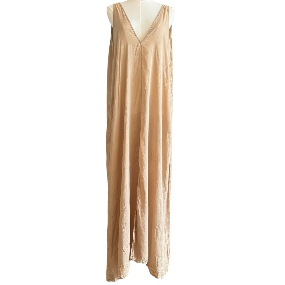 Studio Tia Tan Camel Maxi Tank Kaftan Flowy Dress